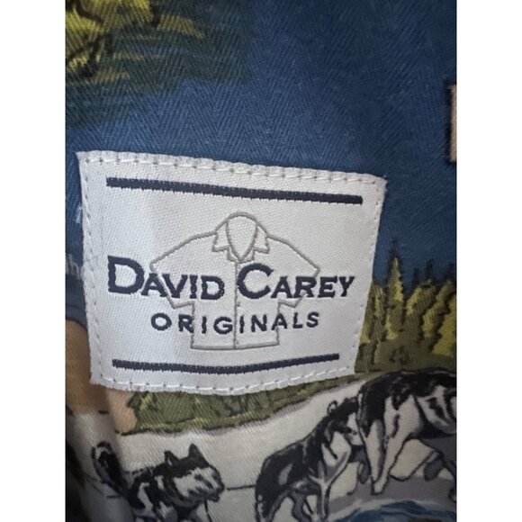 David Carey Men Vintage Blue Hawaiian Nautical Button Up Shirt 2XL Pocket Alaska - Picture 6 of 7